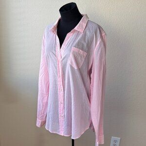 Lilly Pulitzer Pink Blouse Size XL Button Front Design Sheer Long Sleeves